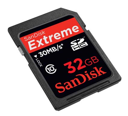 32GB SanDisk Extreme SDHC Class 10 Card