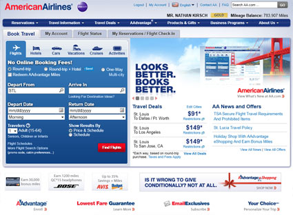 American Airlines Updates AA.com – Tab Browsing