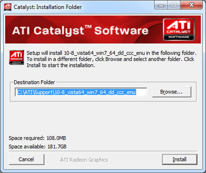ATI CATALYST 10.8 video card drivers