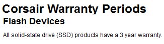 Corsair Silently Gives SSDs a 3 Year Warranty!