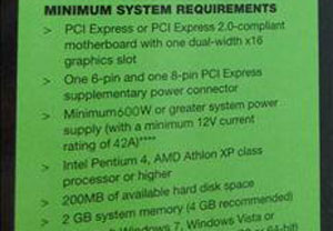 NVIDIA GeForce GTX 480 Video Cards Require 600W Power Supply!