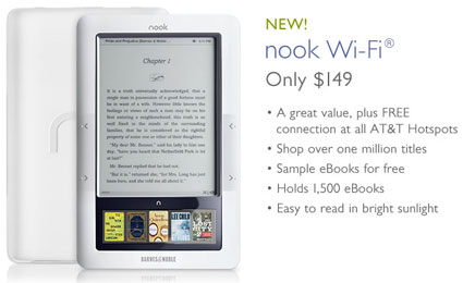 Barnes & Nobel Announces Nook Wi-Fi eReader for $149