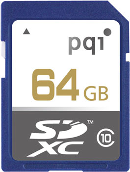 PQI SDXC Class 10 64GB memory card