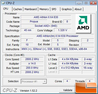 AMD Athlon II X4 630 Processor Stock 2.6GHz