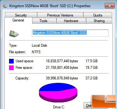 Kingston SSDNow 128GB Actual Capacity