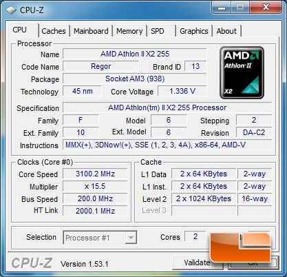 AMD Athlon II X2 255 Dual Core 3.1GHz Processor Review
