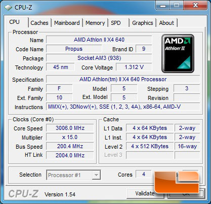AMD Athlon II X4 640 CPUz