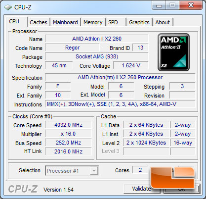 AMD Athlon II X2 260 CPUz overclock