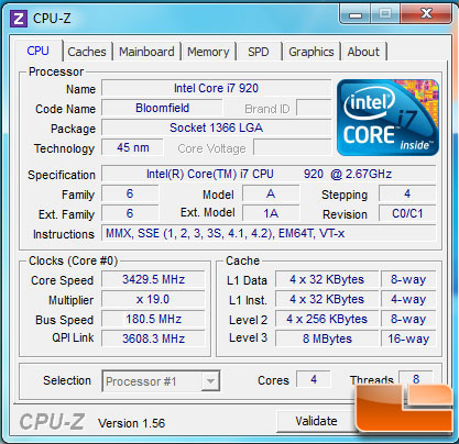 GIGABYTE X58A-UD3R Overclocked CPU-Z