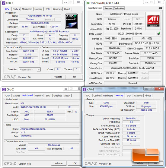 AMD Phenom II X6 1055T Test Bench Settings