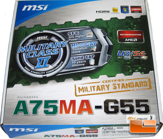 MSI A75MA-G55 AMD APU Motherboard Retail Packaging