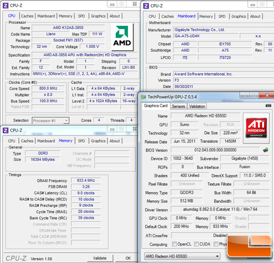 The integrated graphics comes up as Radeon HD 6550D according to GPU-Z and we used AMD CATALYST 11.6 drivers was used for testing.