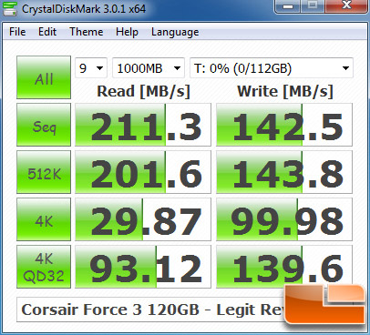 Corsair Force 3 120GB CRYSTALDISKMARK P67