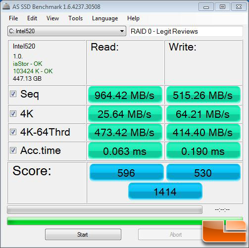 Intel 520 240GB RAID 0 AS-SSD