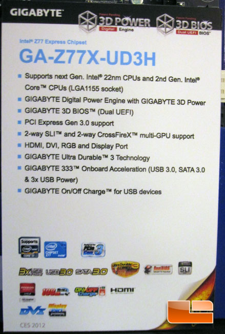 GIGABYTE GA-Z77X-UD3H Intel Z77 'Ivy Bridge' Motherboard