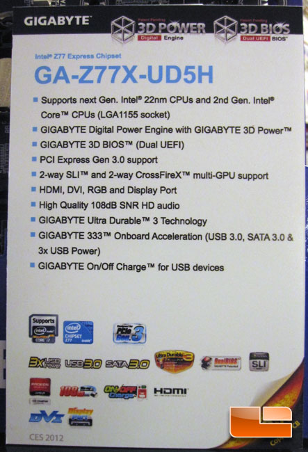 GIGABYTE GA-Z77X-UD5H Intel Z77 'Ivy Bridge' Motherboard