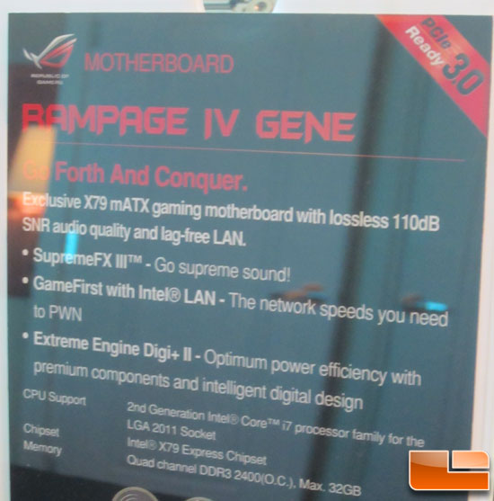 ASUS Republic of Gamers Rampage IV Gene Intel X79 Motherboard