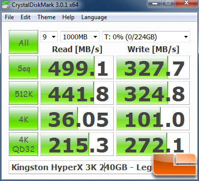 Kingston HyperX 3K 240GB CRYSTALDISKMARK P67