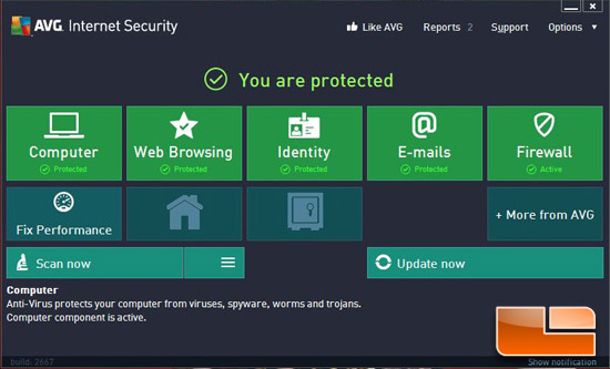 AVG Internet Security 2013 Interface