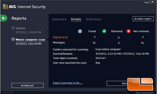 AVG Internet Security 2013 Virus Detection
