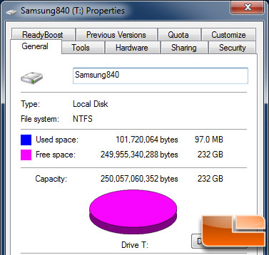 Samsung 840 250GB Properties