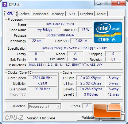 Cyberpower Zues M2 Ultrabook CPUz
