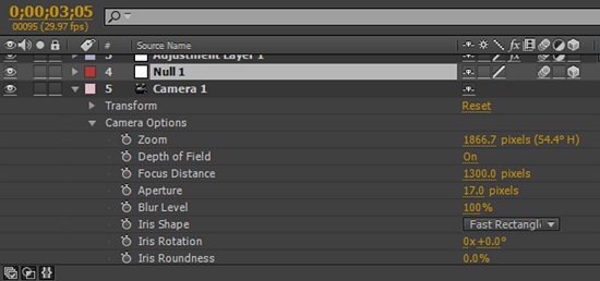 After Effects Camera Settings