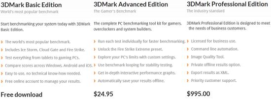 3DMark Versions