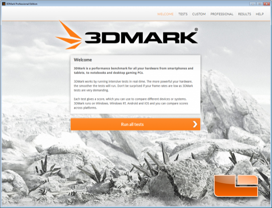 3DMark Welcome Screen