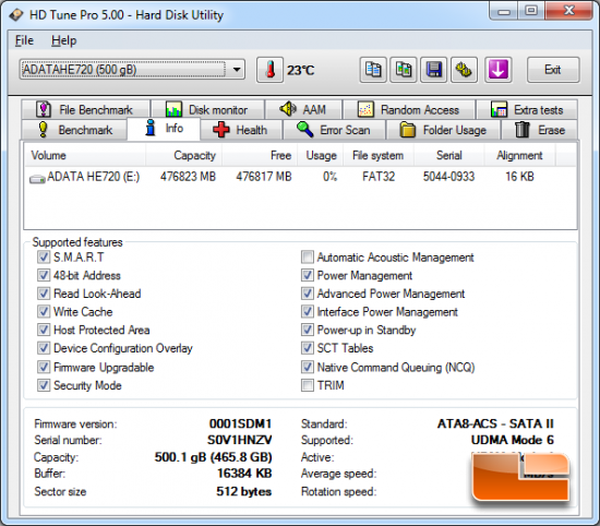 ADATA HE720 Drive Info