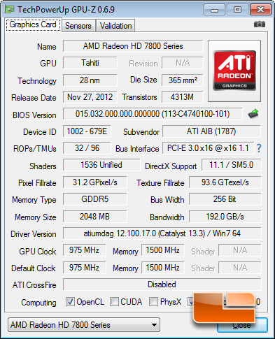 PowerColor HD7870 GPUZ