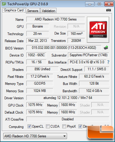 Sapphire HD7790 Dual-X OC GPU-Z