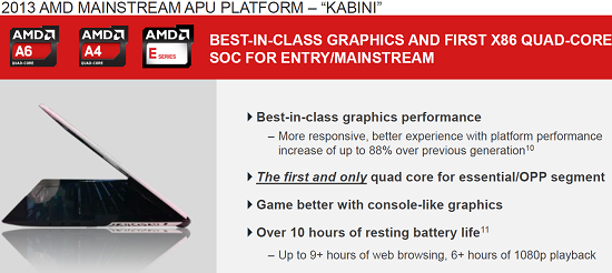 AMD Kabini Mainstream APU Notebook Platform Preview