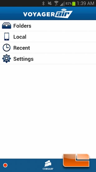 Corsair Voyager Air Software Main Screen