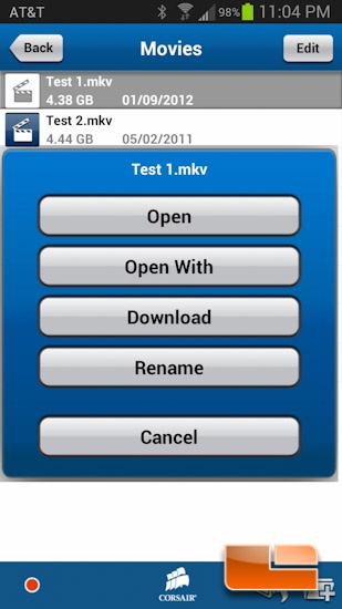 Corsair Voyager Air Software Touch Menu