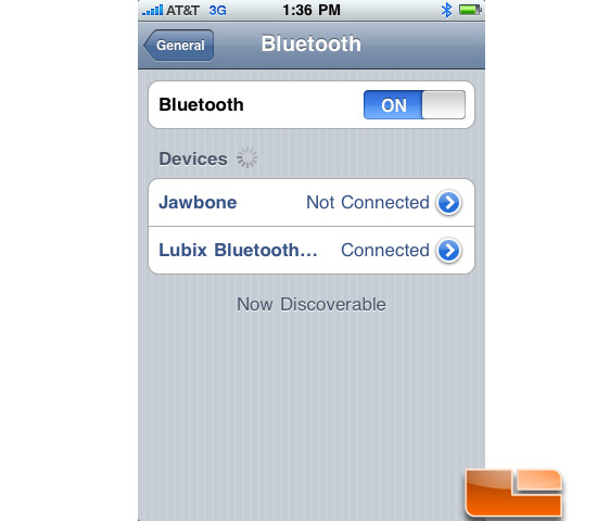 Lubix NC1 Paired with iPhone 3G