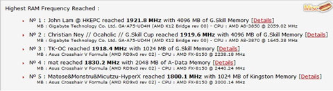 DDR3 Frequency Record