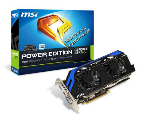 MSI Announces Nvidia GeForce GTX 670 Power Edition Graphics Cards