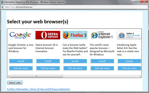 Windows Browser Choice Screen