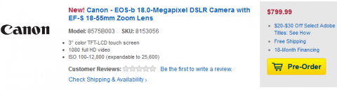 Canon EOS-b Pre-Order on Best Buy