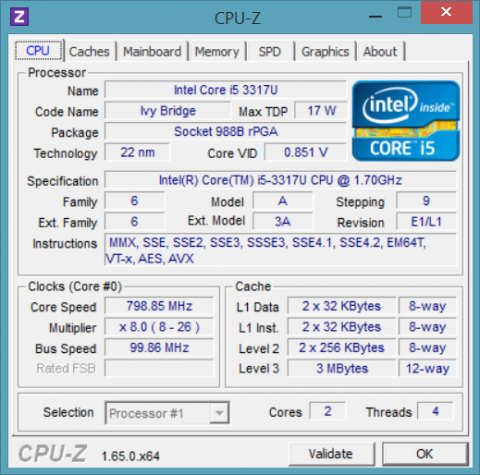 CPU-Z 1.65 Utility