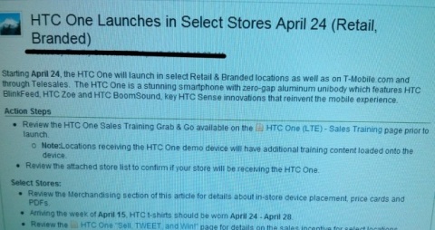 HTC One Smartphone Launch Date