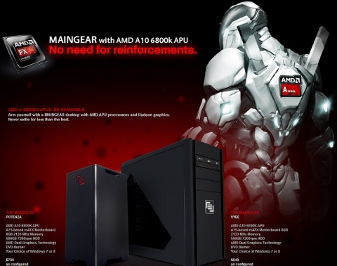 MAINGEAR Systems Now Offered With AMD A-10 6800k APUs
