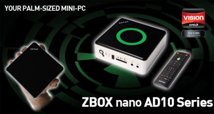 Zotac Announces AMD APU Powered ZBOX nano AD10 Series mini-PCs