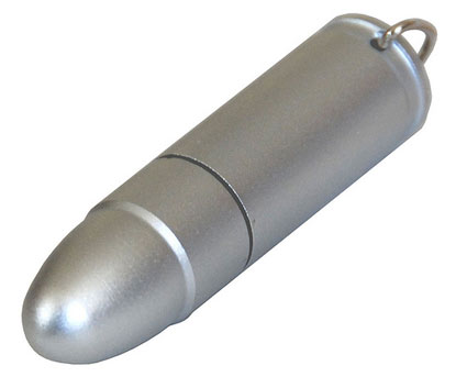 22-caliber silver bullet shaped USB 2.0 flash drive