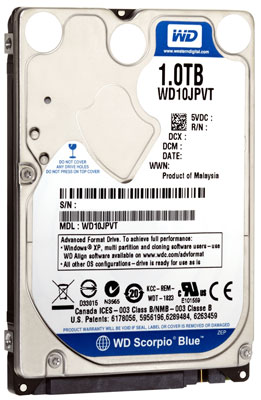 WD Announces 1TB Scorpio Blue 5400RPM Notebook Hard Drive