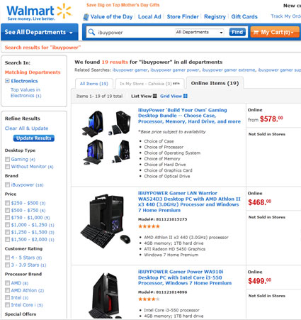 iBuyPower Gaming Systems at Walmart