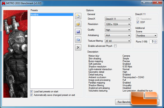 Metro 2033 Benchmark Settings