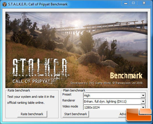 S.T.A.L.K.E.R: Call of Pripyat Benchmark Settings