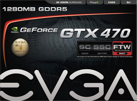 EVGA GeForce GTX 470 Hydro FTW Retail Packaging